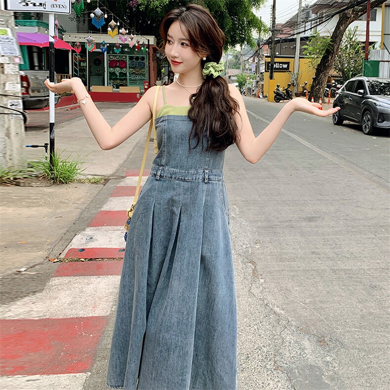 新款牛仔吊带裙-款号9915-P115-K168,女装牛仔裙,浙宝305