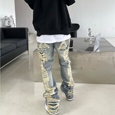 [008]破洞牛仔裤男长裤刮烂补丁百搭乞丐裤A079-N5140-P42，男装牛仔裤，电商A079