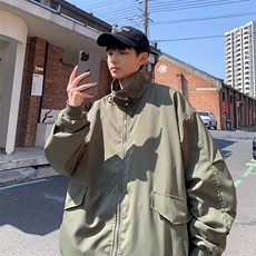 潮牌复古拼接翻领夹克男ins春秋棒球服宽松情侣bf百搭J633-P58，男装夹克，星座1109-3