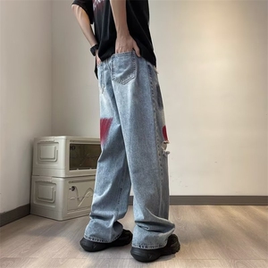 文艺自然腰女新款时尚阔腿裤百搭原宿潮流流行气质牛仔裤简约ins图片
