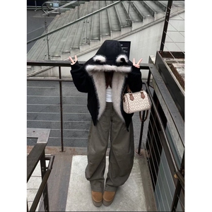 网图 连帽座山雕外套加绒毛领棉衣ZX30批100图片