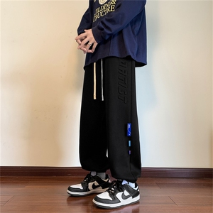 wassuphappy美式灰色束脚卫裤男款春秋夏季潮流痞帅运动休闲裤子