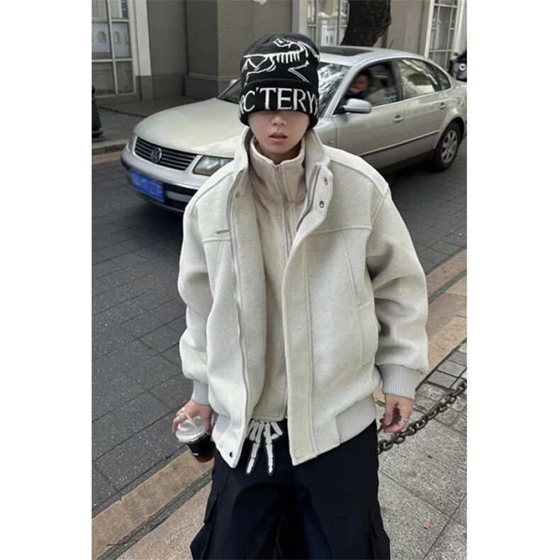 假两件毛呢外套男女冬季新款情侣宽松高街加厚棉衣JW9296,男装夹克,星座1116A（原606A-3）