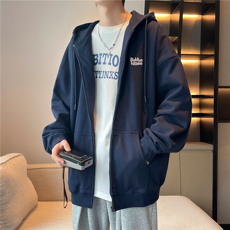 新款连帽长袖小众百搭卫衣男秋季高街复古情侣休闲港风宽松外套,男装卫衣,星座1013