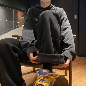 加绒加厚休闲运动卫裤男美式针织束脚裤子715-6-BX09P55（控78）图片