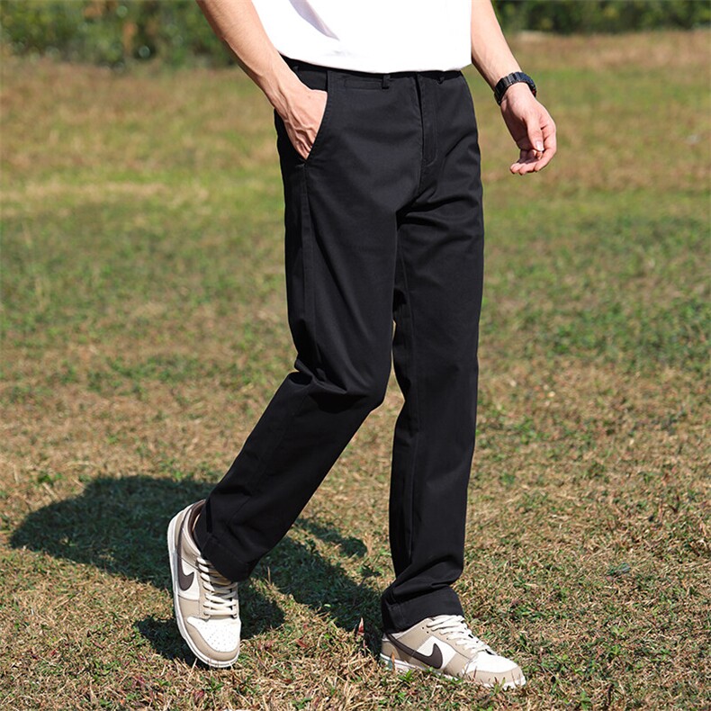 男士高端纯棉宽松休闲裤直筒商务休闲痞帅2026新款长裤子潮,男装休闲裤,星座914