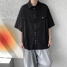 CS1140特-特批40控78肌理纹oversize宽松情侣短袖短袖大码衬衫，男装T恤，电商A059