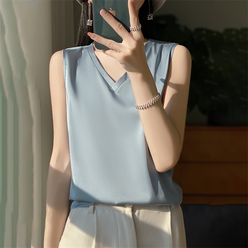 显瘦V领外穿吊带背心女内搭打底短款上衣2024年夏季图片