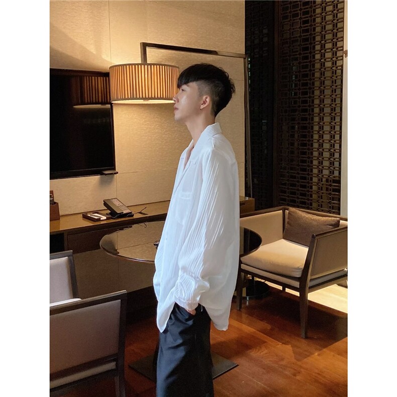 韩版高级感棉麻感衬衫男士长袖春夏季薄款休闲宽松亚麻衬衣外套潮,男装衬衫,星座506A