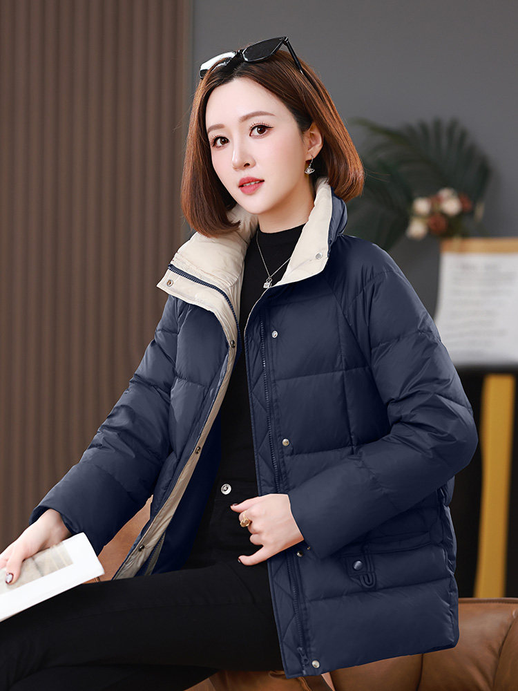 2025年冬季新款立领30白鸭绒中长款羽绒服外套,女装羽绒服,雪樱依海