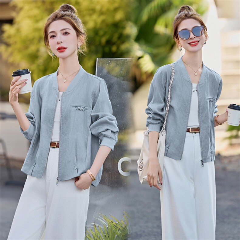 条纹拼接假两件衬衫薄外套女2025春夏新款宽松休闲百搭防晒衣上衣，女装衬衫，余墨