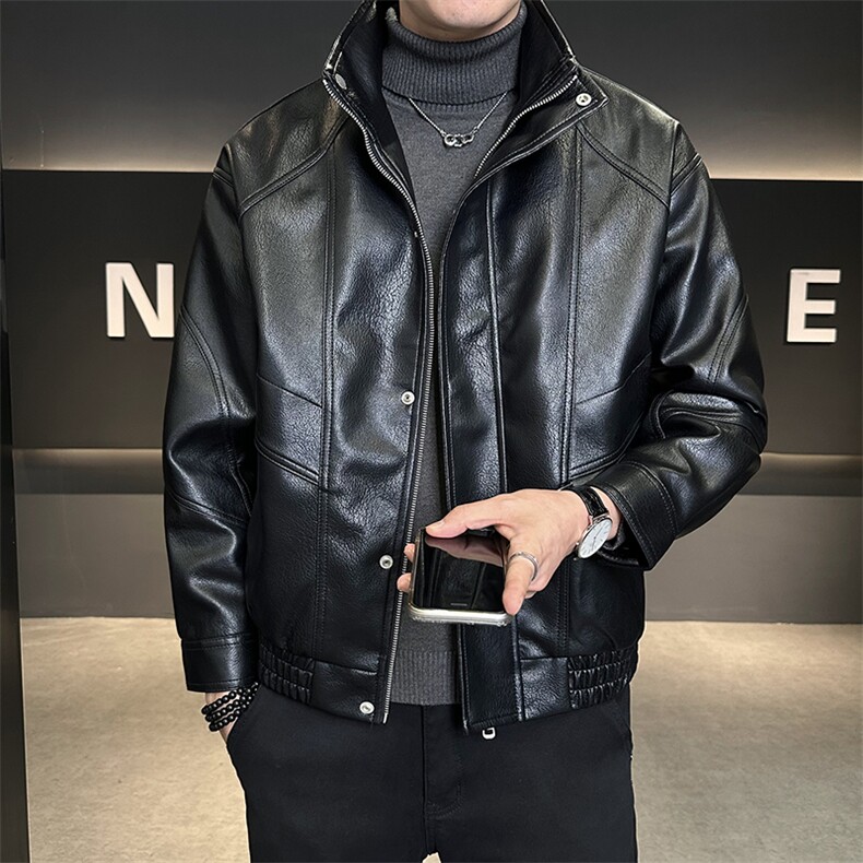 加绒皮衣外套男厚绒可过冬延续年底皮夹克C317-J6671-P155,男装夹克,电商C317