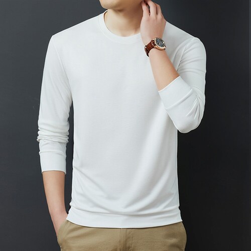 男士新款长袖t恤圆领2023春季薄款中年棉T卫衣男上衣服打底衫，男装Polo衫，电商B212（原钱塘6029）