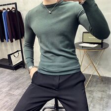 Y9032021秋冬男式基础低领毛衣品质好库存足4色男-酒红色，男装针织衫/毛衣，电商A211