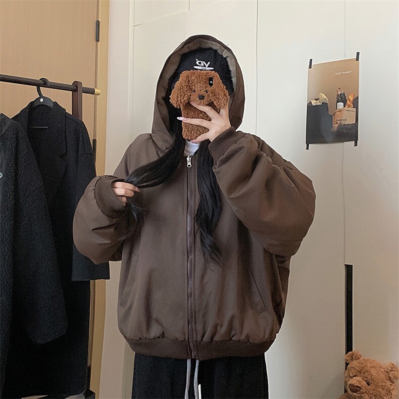 两面穿现货重磅短款座山雕棉衣男女双面穿毛毛绒棉服加厚外套,男装棉衣,电商A486-1