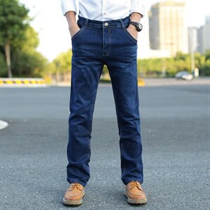 春装新款男士牛仔裤宽松高弹力牛崽长裤加肥大码44码3086-1款图片