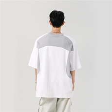 凉感双色拼接设计羽毛球球服大码M-5XL短袖T恤男DX78029P50控78，男装T恤，星座226-1
