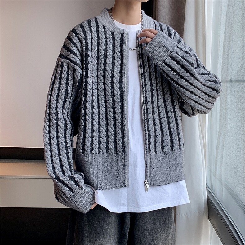 针织开衫男女韩版潮流宽松百搭帅气宽松2024秋冬ins毛衣MZ496-P55图片
