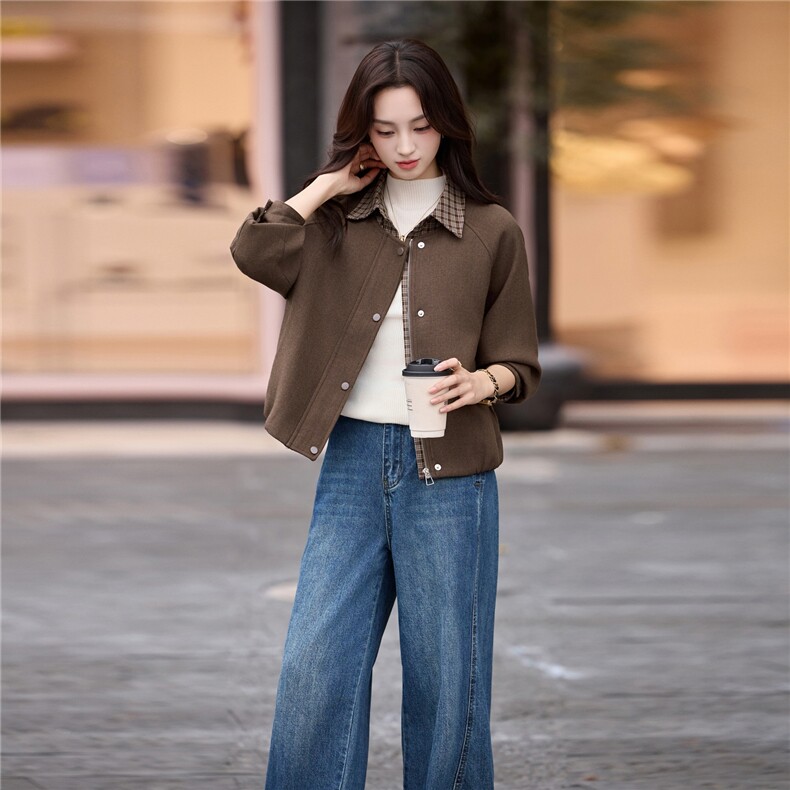 【现货！！！！】2025年加厚格子毛呢短外套,女装短外套,素月