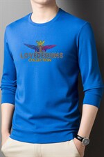 春秋季男士长袖印花圆领上衣中年商务休闲打底衫加厚时尚卫衣男装，男装卫衣，电商B212（原钱塘6029）