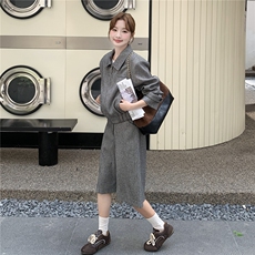 秋季新品老钱风拉链短外套+阔腿裤两件裤2C239-H93-P195-K308，女装套装/套裙，2C239