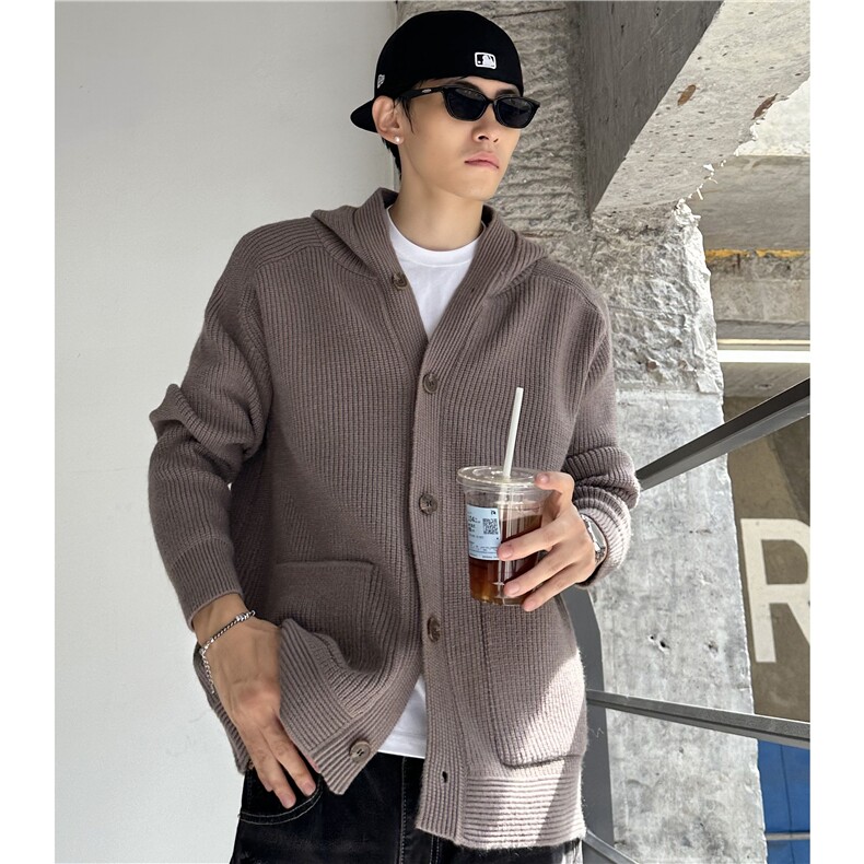 秋季交织混纺软针织纽扣开衫连马嵬驿休闲外套男，女装短外套，电商C307