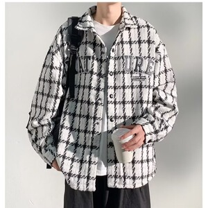 小香风格子外套男春秋季翻领夹克港风潮流宽松情侣衣服JK2301/P52