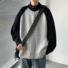 开衫条纹拉链毛衣男百搭针织衫简约外套立领外搭情侣秋冬M279，男装针织衫/毛衣，星座506