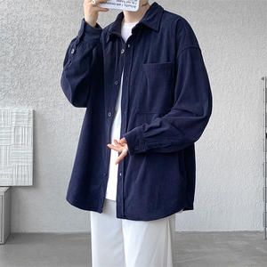 8XL-M灯芯绒衬衫特大码复古秋冬翻领长袖上衣纯色外套CS9001/P58图片