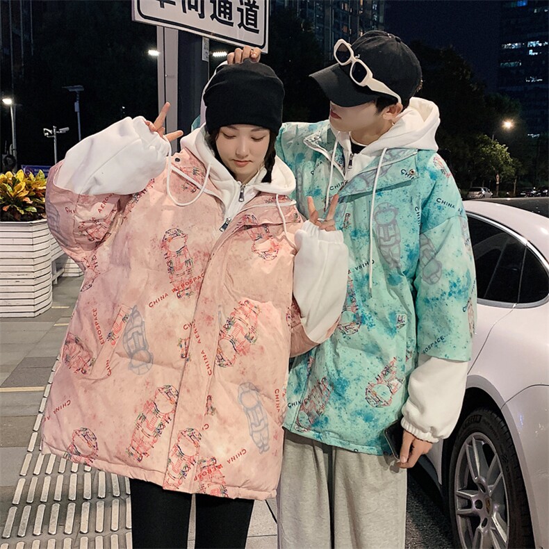 china宇航员太空人连帽假两件情侣大码棉衣A071-Y288-P130,男装棉衣,电商A071