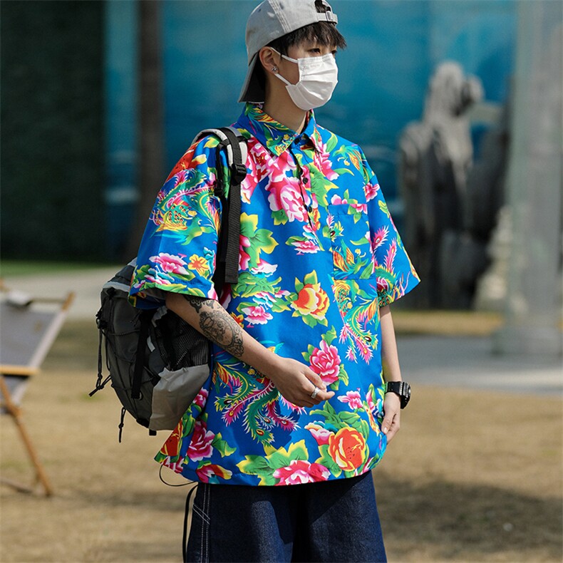 p02男士大花休闲polo衫大码T恤衫外套团队服中性男女夏风潮男,男装Polo衫,星座115A(原星座507）