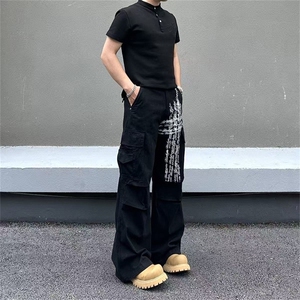 美式复古多口袋褶皱工装裤高街宽松直筒休闲长裤NB228-P60图片