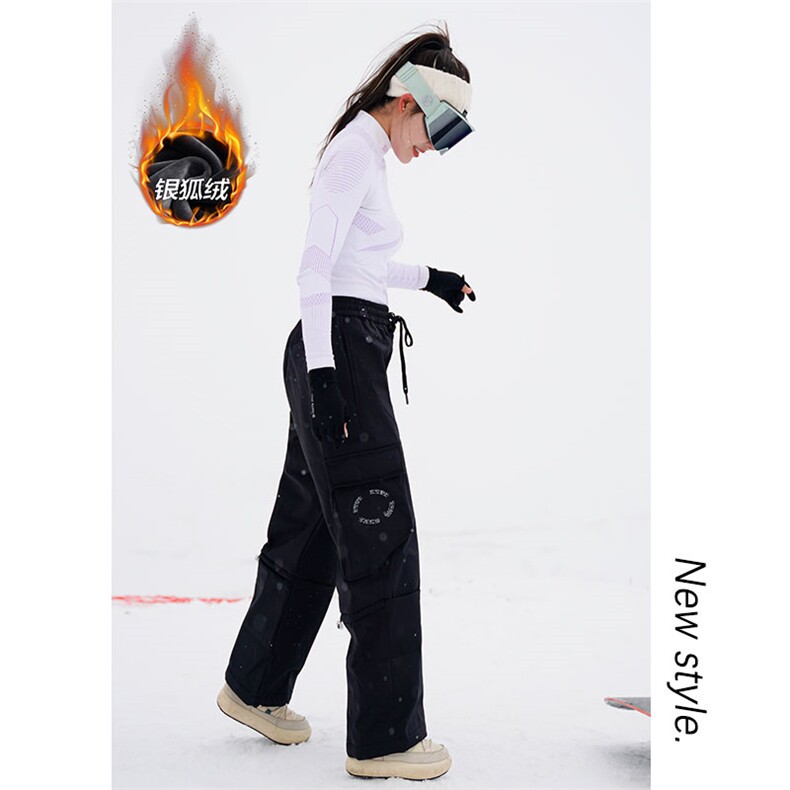冬季山系户外单板双板登山裤男女加厚银狐绒滑雪裤K1073J加绒-P90,男装休闲裤,电商A001-1