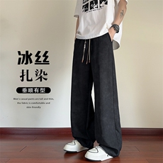 特批P30无差价25夏季新款冰感冰丝复古扎染舒适大码休闲裤男K5980，男装休闲裤，电商A001