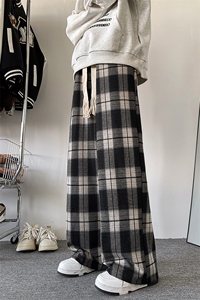 8XL-M 特大码休闲裤男加肥加大码格子裤阔腿裤K917p68控88图片