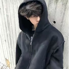 抖音得物高品质二开25秋冬美式高街重磅结构高领连帽卫衣外套W62，男装卫衣，电商A486