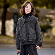【24冬季新品】时尚大翻领减龄棉服外套女~短款棉衣外套女，女装棉衣/棉服，慕依路