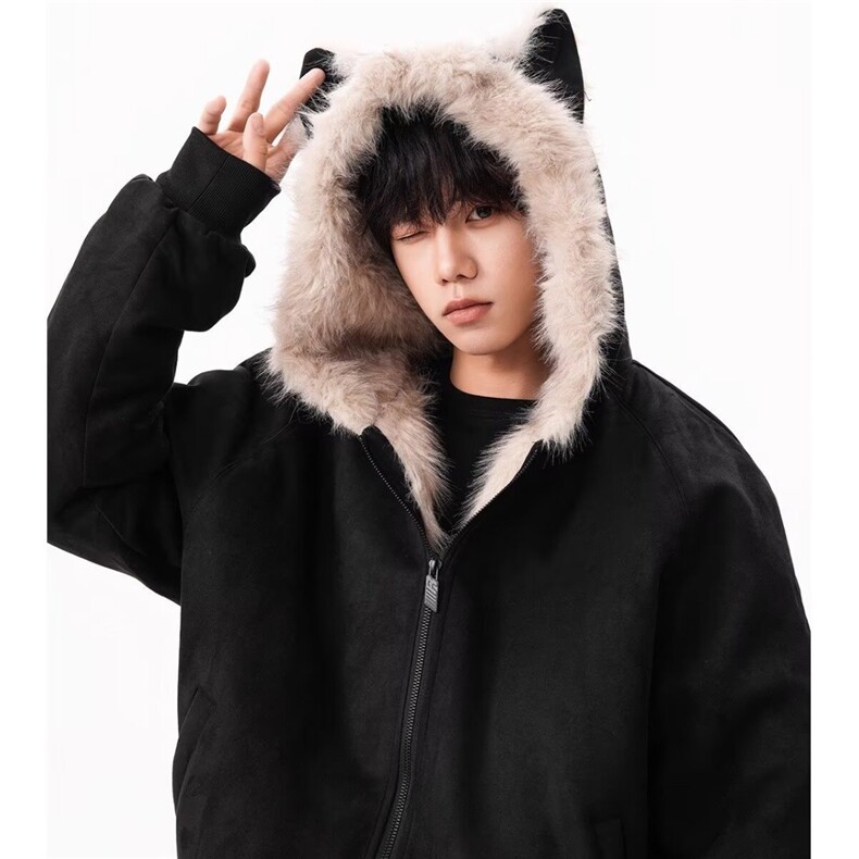 S411-P1002025美式座山雕毛领加绒加厚棉服夹克男女冬季,男装夹克,电商B323A