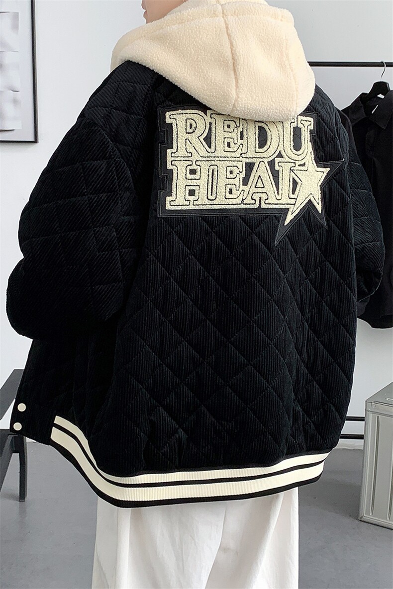 冬款港风加棉加厚清新棉服假两件连帽外套男士8135-P140控价178,男装棉衣,电商A441-1
