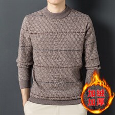 Z2630男士2023年秋冬新款长袖加绒圆领针织衫休闲打底衫P85,男装针织衫/毛衣,电商B360