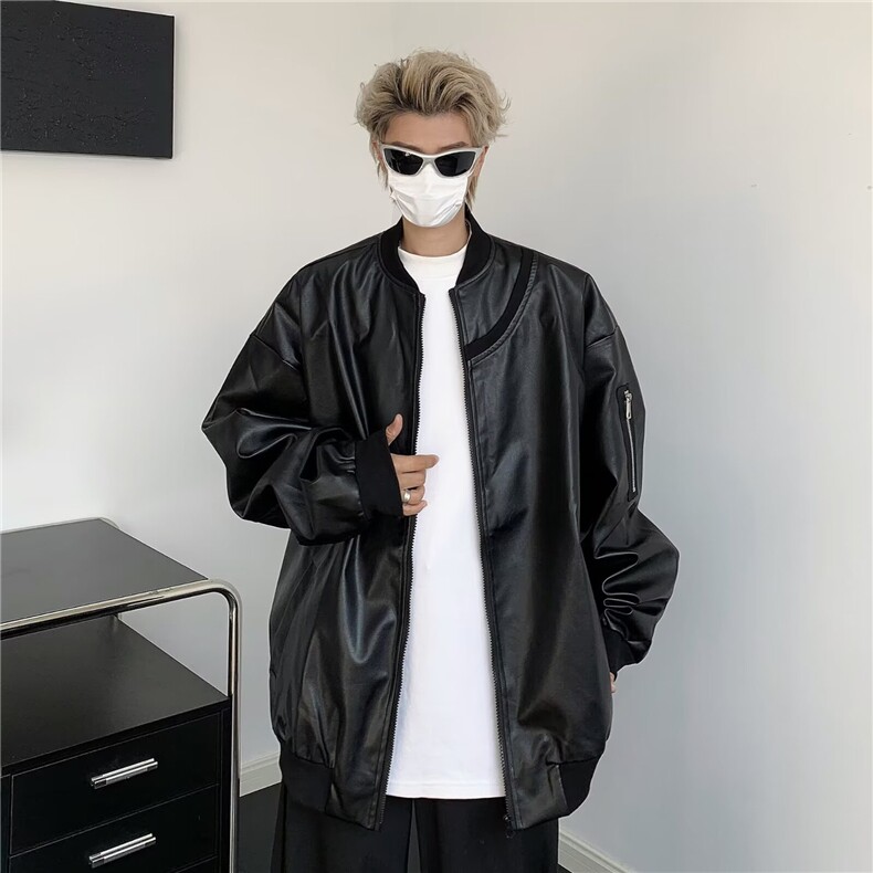 棕色机车皮衣外套男春季新款美式复古痞帅JK8544P70,男装夹克,星座1116-2