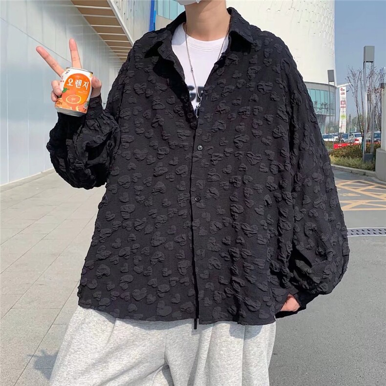 长袖衬衫男港风日系春季韩版潮流帅气衬衣C048P40,男装衬衫,星座1116-2