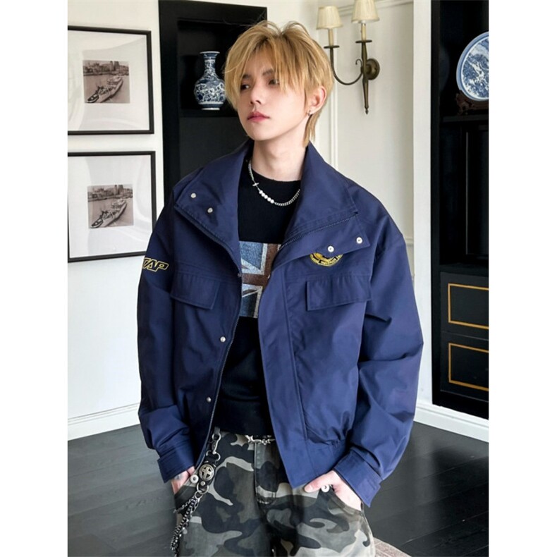 美式复古夹克男潮牌宽松短款boxy工装立领外套春JB1054,男装夹克,星座1116A（原606A-3）