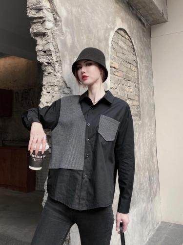 个性假二件套衬衫，女装衬衫，名莹