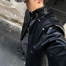有货。夹克男拉链cleanfit短款机车服痞帅外套W6952-P65，男装夹克，星座412-3