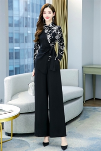 职业套装女2025年春秋新款时尚气质女神范干练工作服阔腿裤两件套图片