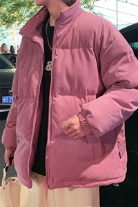 冬季加绒加厚立领大码棉衣青少年男女纯色休闲棉服外套 6223-P100图片