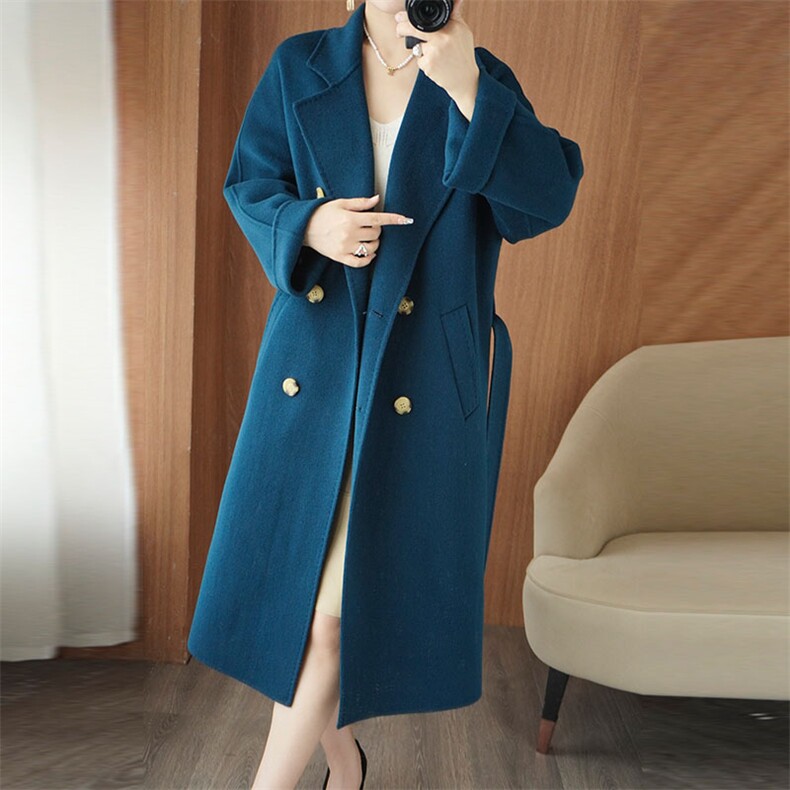 优雅气质女装羊毛大衣百搭高级简约经典长款外套显瘦显高，女装双面呢大衣，乾庄羊绒