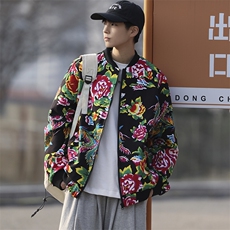 Y203秋冬棒球领开衫夹克外套大码团队服新中式表演出汉服开衫潮男，男装夹克，星座115A(原星座507）