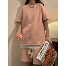 中性风麂皮绒短袖T恤男DT8766P23短裤男DK8767P32套装TZ8757P55，男装牛仔裤，星座227-7